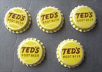 Lot of 5 Old Vintage - TED's ROOT BEER - Soda Bottle Caps - BASEBALL