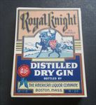  lot of 100 Old 1930's - Royal Knight DRY GIN - LABELS - Boston Mass.