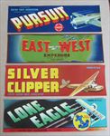 Lot of 4 Old Vintage 1930's-1940's - AIRPLANE - AVIATION - Grape Crate LABELS 