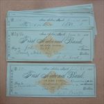  Lot of 25 Old 1880s - Ann Arbor Michigan BANK CHECKS - Revenue Stamps 