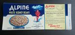  Lot of 100 Old - ALPINE - White Kidney Beans CAN LABELS - Wayne Co. NY