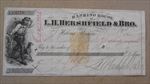 Old c.1870 .L.H. HERSHFIELD Banking House Check - HELENA MONTANA Revenue Stamp