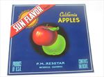  1940's - SUN FLAVOR - APPLE Crate LABEL - Watsonville CA.
