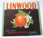 1940's - LINWOOD Orange Crate LABEL - Corona CA.