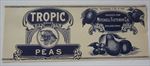  1930's - TROPIC Peas - CAN LABEL - Mitchell Fletcher Philadelphia PA