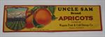  1930's - UNCLE SAM - Apricots - Crate LABEL - Wapato WASH.
