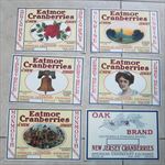 Collection of  6 Old Vintage 1930's NEW JERSEY CRANBERRY LABELS - All Different 