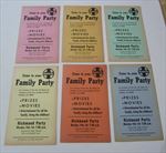 Set of 6 Old Vintage SANTA FE Railroad FAMILY PARTY Posters / Flyers Richmond CA