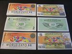Lot of 100 pieces - Australia 1988 World Expo - 50 each $2 and $5 Notes 