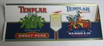 Old Vintage 1930's - TEMPLAR - Sweet Peas Can LABEL - Grand Rapids MICH.