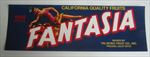 Old Vintage 1960's - FANTASIA - Grape Crate LABEL - Fresno CA. 