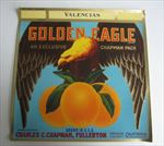 Old Vintage 1940's - GOLDEN EAGLE - Orange Crate LABEL - Fullerton CA. 