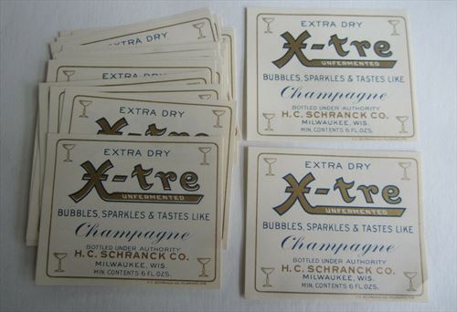  Lot of 25 Old Vintage 1920's - X-TRE Champagne like Soda LABELS - WI