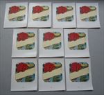 Lot of 10 Old Antique - RED ROSE - Stock - Outer CIGAR LABELS 