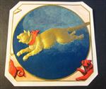  Old Antique - KIT KAT - Outer CIGAR BOX LABEL - Gold CAT w/ RED RIBBON