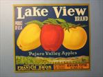  Old Vintage - LAKE VIEW Apple LABEL - Watsonville CA. - Franich Bros.