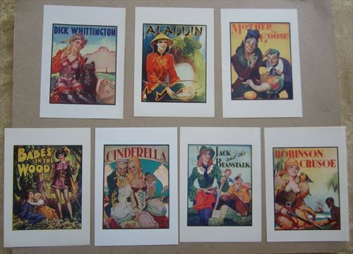 Lot of 7  Old Vintage 1930's - Pantomime Theatre - MINI POSTERS - 5"x7" 