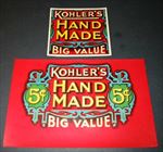 2 Old KOHLER'S Hand Made Inner / Outer CIGAR BOX LABELS