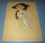 Old Vintage 1909 Antique VICTORIAN PRINT - Art Nouveau - LADY - Maud Stumm 