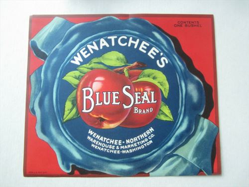  Old Vintage - Wenatchee's BLUE SEAL - Apple Crate Label - Wash. 