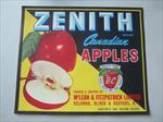  Old Vintage - ZENITH Canadian Apples - Apple Crate Label - B.C. Canada