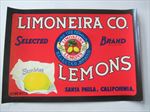 Old Vintage - LIMONEIRA CO. Sunkist LEMON Crate Label - Santa Paula CA.