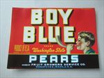  Old Vintage - BOY BLUE - Pear Crate Label - Wenatchee Wash. - Red