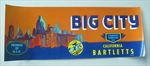  Old Vintage 1940's - BIG CITY - Pear Crate LABEL - Sacramento CA. 