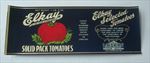  Old Vintage 1930's - Elkay Solid Pack - TOMATO CAN LABEL 