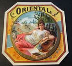  Old Antique - ORIENTAL - Outer CIGAR BOX LABEL - Lady Smoking Cigar