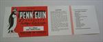 Old Vintage c.1950 - PENN-GUIN - Fly Spray Insecticide CAN LABEL - Penguin - OIL