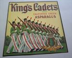 Old Vintage 1940's - KING'S CADETS - Asparagus Crate LABEL - Clarksburg CA. 