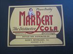 Old Vintage - MARBERT COLA - Soda LABEL - Budd's Beverages - Newport N.H. 