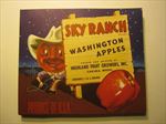  Lot of 10 Old Vintage - SKY RANCH Apple LABELS - Cartoon COWBOY Apple