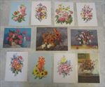Lot of 11 Old Vintage 1940's FLOWER - ART PRINTS - Flowers / Floral Arrangements