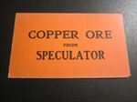 Old Vintage - COPPER ORE from SPECULATOR - Montana MINING - TRAIN CARD 