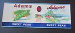 Old Vintage c.1930's - ADAMS Sweet Peas - CAN LABEL - Quincy MASS. 