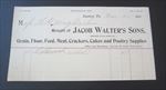 Old 1890's - JACOB WALTER'S Sons - Billhead Document - Easton PA. - Grain Flour 