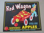Old Vintage 1940's - RED WAGON - Apple LABEL - Yakima WASH. 