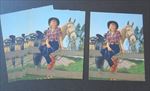 Lot of 5 Old Vintage 1940's - COWGIRL and HORSE - Calendar ART PRINTS 