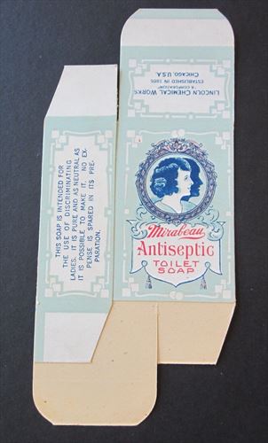 Old Vintage 1930's - Mirabeau - ANTISEPTIC Toilet Soap - Advertising BOX - Empty