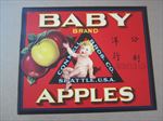 Old Vintage 1930's - BABY - Apple LABEL - Connell Bros. - Seattle WASH.