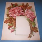 Old Vintage 1910 Antique VICTORIAN PRINT  ROSE FLOWERS w Frame for Menu or Photo