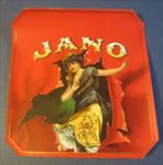  Old Antique - JANO - Outer CIGAR LABEL - Lady Bursts through Red Sheet