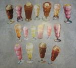 Lot of 16 Old 1950's Vintage Ice Cream FLOATS MALTS Soda Fountain Paper Diecuts 