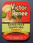  Lot of 100 Old Vintage - VICTOR RENEE - Chef - SARDINES LABELS - MAINE