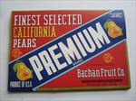  Lot of 100 Old Vintage PREMIUM PEAR LABELS Bachan Fruit Watsonville CA