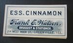 Lot of 50 Old Vintage - ESS. CINNAMON - Pharmacy LABELS - Greenville ILL. 