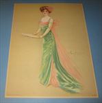 Old Vintage 1909 Antique VICTORIAN PRINT - Lady MUSICIAN - Singer - Maud Stumm 