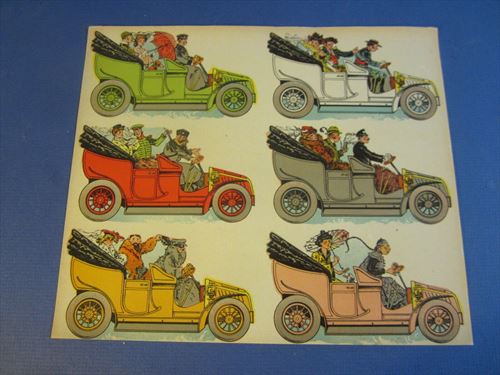 Old c.1910 Antique - French Game PRINT - Automobiles  